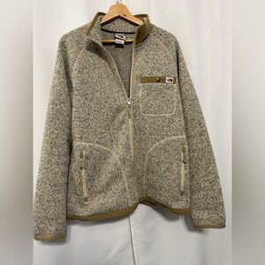 The North Face Speckled Gray and‎ Tan Zip-up Sweater Size: Small